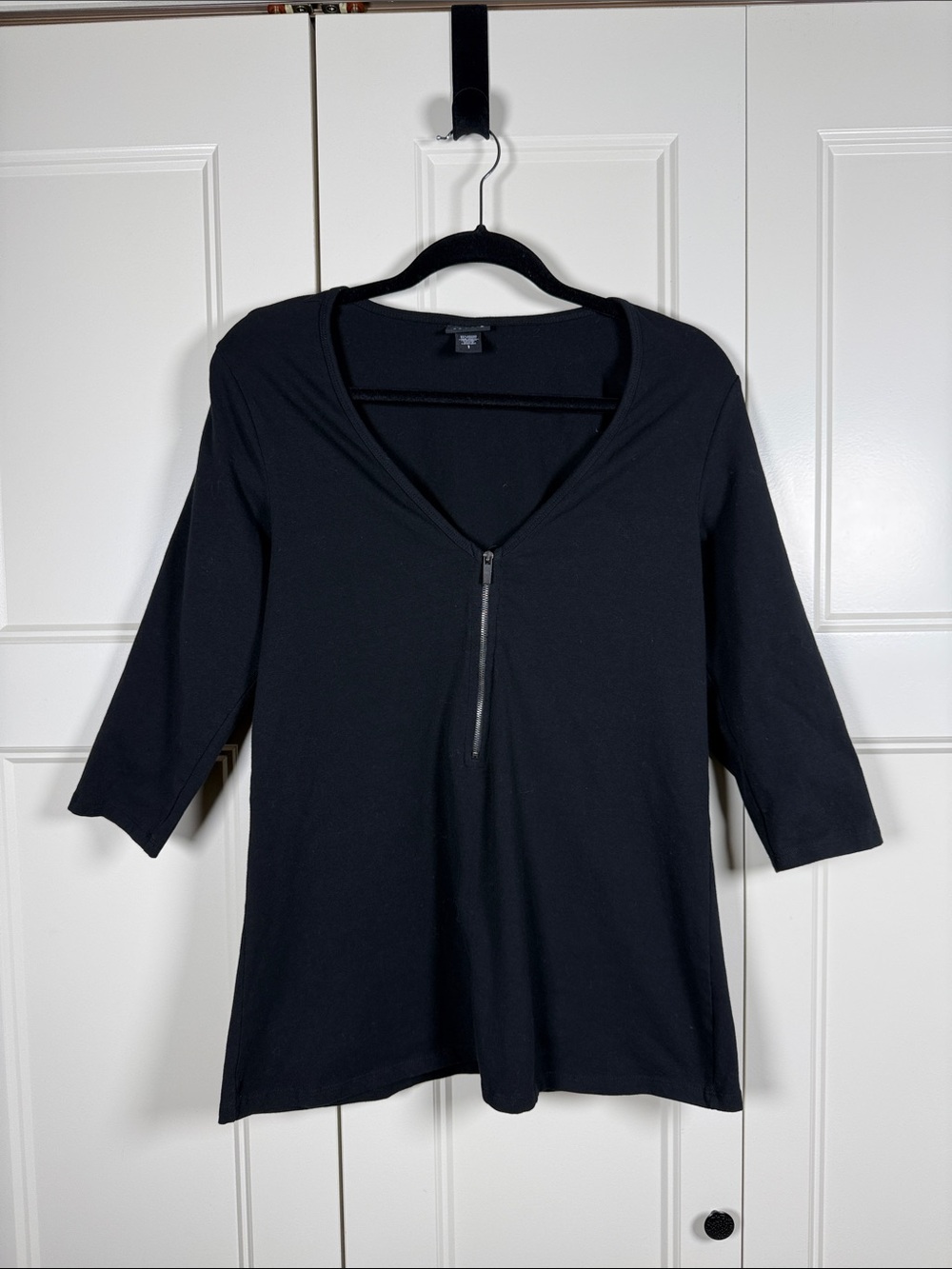 torrid Black V-Neck Half-Zip 3/4 Sleeve Top Size 1X